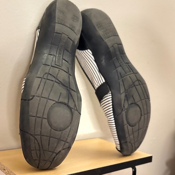 Ros Hommerson Black & White Striped Leather Slip On Shoes Size 9 - Picture 15 of 15